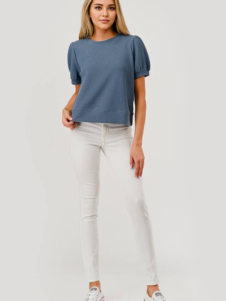 Tres Bien, Inc - Wholesale Knit Top - Women's - ROUND NECK PUFFY S/S CLOUDY KNIT TOP18