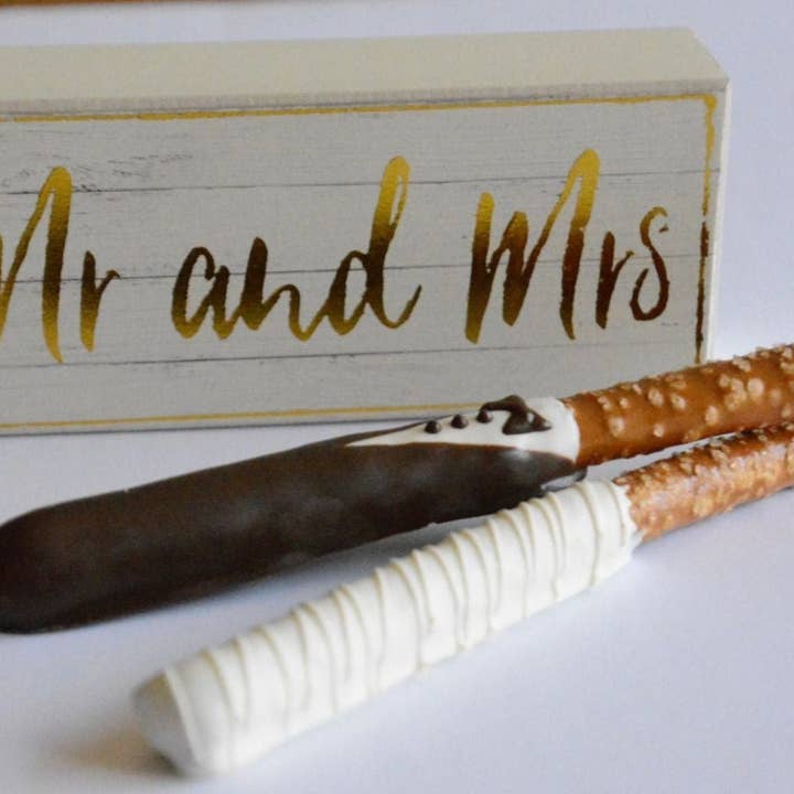 Chocolates Unlimited by Denise - Wholesale Chocolate Covered Sweets - Bride & Groom Chocolate Covered Pretzels Pretzels (Set of 2)3