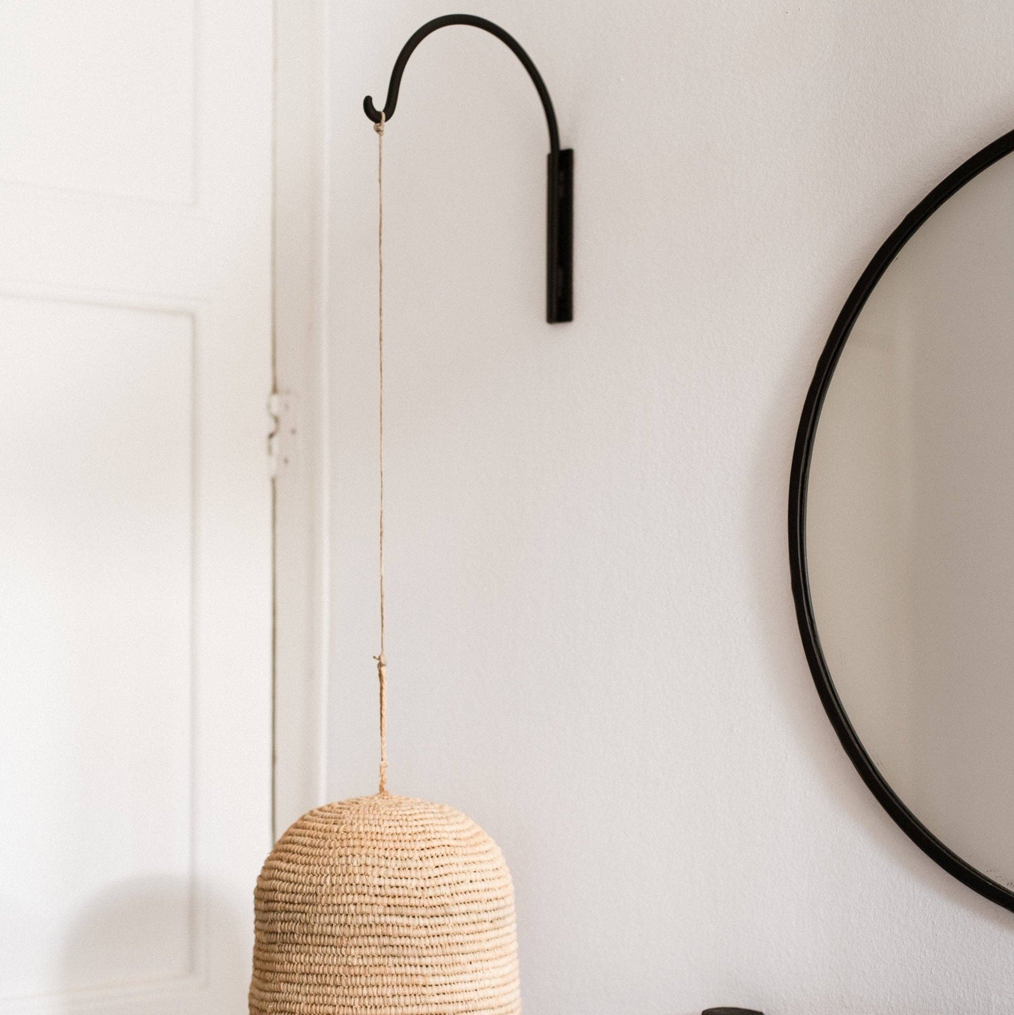 COSYDAR-DECO - Venta al por mayor Ganchos de pared - Soporte de Pared Arco Metal Negro 20cm - Soporte Luminaria Bohemia TEKU1