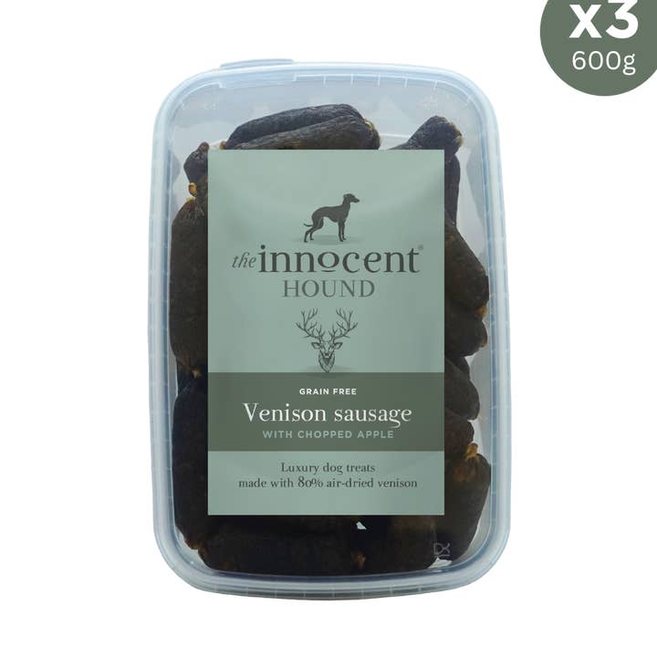 Venison Sausages with Chopped Apple 600g for wholesale by The Innocent Hound