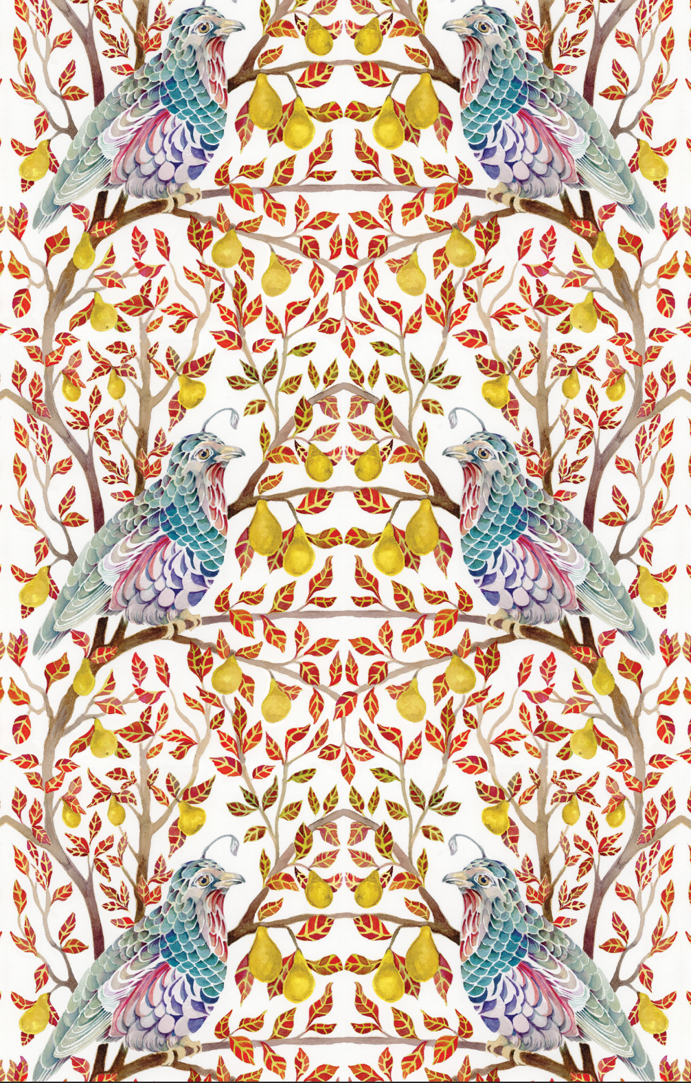 Sarah Rose - Vente Torchons - Torchon en lin biologique Perdrix in a Pear Tree2