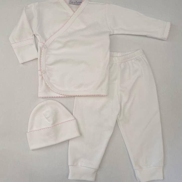 Ensemble de 3 pièces Take Me Home Blanc/Rose - Regular pour la vente par Cute as Buttons