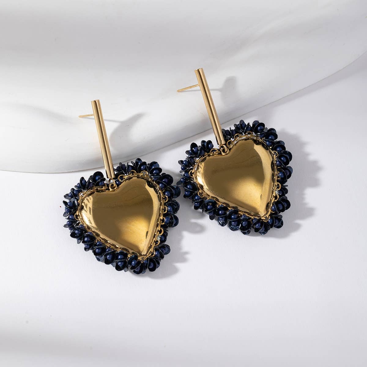Lovelika - Wholesale Dangle Earrings - Gold and black heart earrings - Hailey3