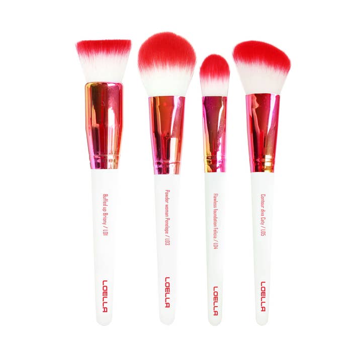Base makeup brush set - Girl on Fire collection for wholesale by Loella Cosmetics