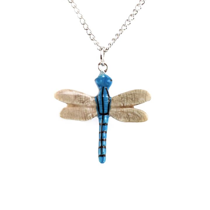 Blue Stripe Dragonfly Pendant for wholesale by Little Critterz