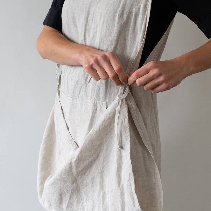 confetti mill - Wholesale Apron - Linen Gardener Apron - Oatmeal2
