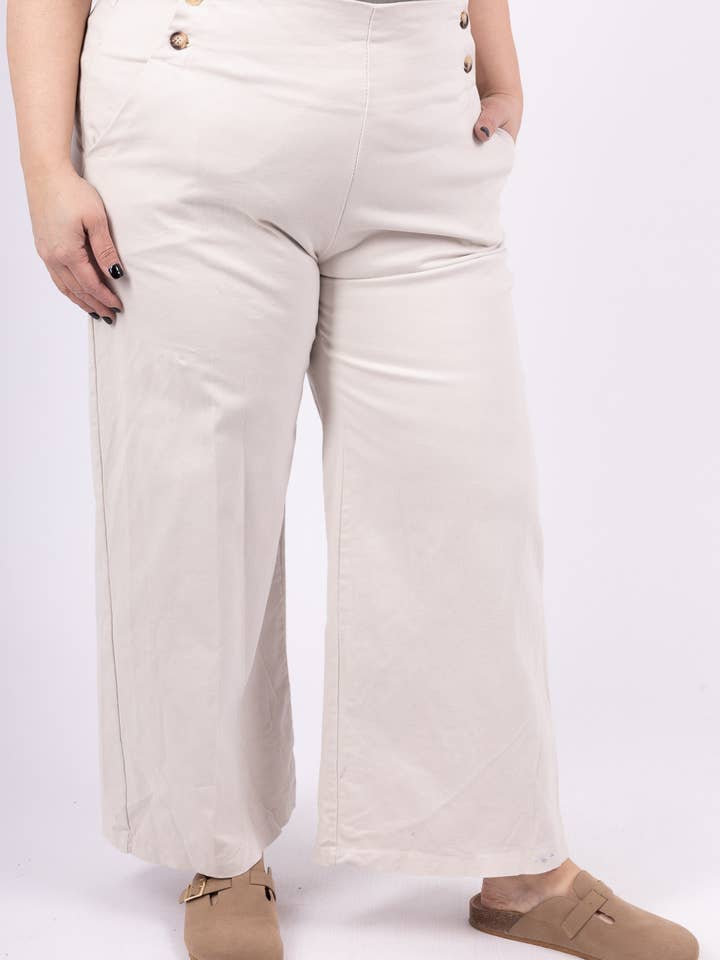 Pépouz' Paris - Wholesale Pants - Women's - PLUS SIZE Pants 97% cotton with buttons PPN2509GT