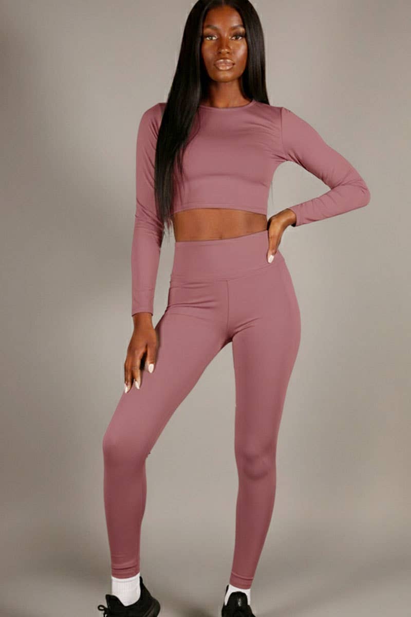 CAPELLA APPAREL - Wholesale Activewear Set - Women's - Long Sleeve Crop Top & High Waist Leggings Activewear Set8