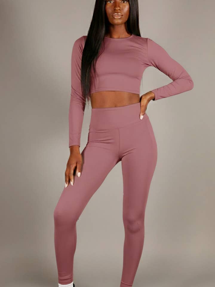 CAPELLA APPAREL - Vente Ensemble de sport – femme - Ensemble de sport comprenant un crop top à manches longues et un legging taille haute8
