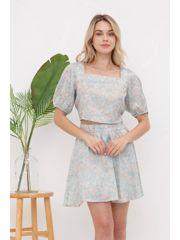 MINT 31365SET - Woven Round Tunnel Back Tie Elastic Skort Set for wholesale on Faire2