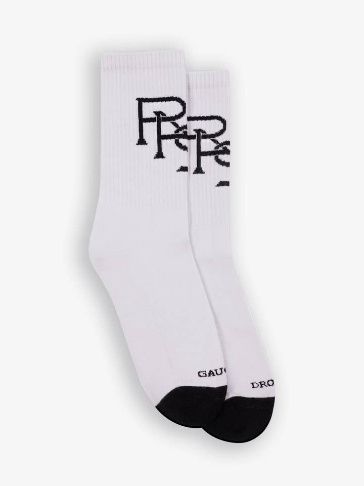 Diagonale monogram sokken (wit/zwart) voor wholesale door Pas Une Marque