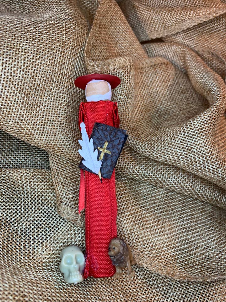 St. Jerome Wooden Doll Ornament for wholesale by Our Saint Family