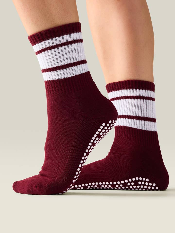 Crew Non Slip Grip Socks - Mulberry Stripe for wholesale by MoveActive