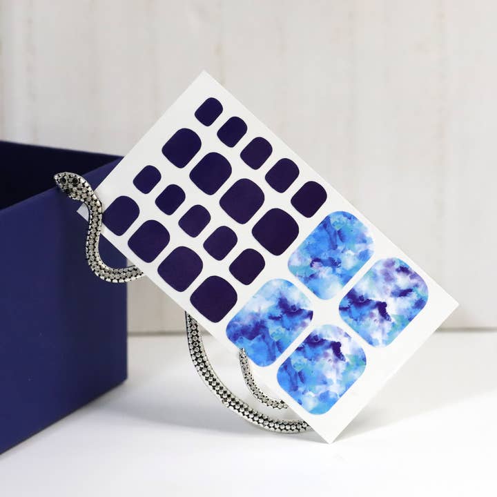 ClebleNails – wholesale Nagelkonst/dekaler – Marinblå virvel Wraps för tår/Marmor Sommar Tå Nagellack Remsor/Strand Ocean Nail Klistermärken/Pedikyr 3D Tå Nagelwraps Fri Frakt