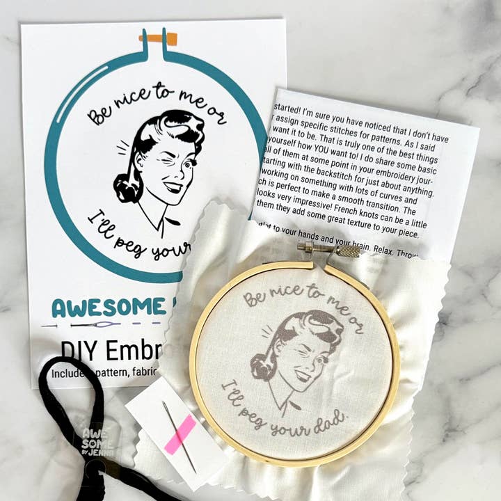 Peg Your Dad DIY Hand Embroidery Kit for wholesale by Awesome by Jenna
