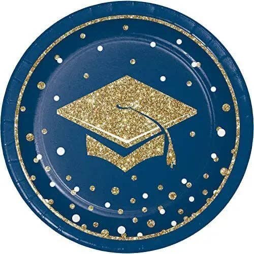 Party Expo, LLC - Wholesale Disposable Plate - 7" Glittering Grad Dessert Plates (18ct)