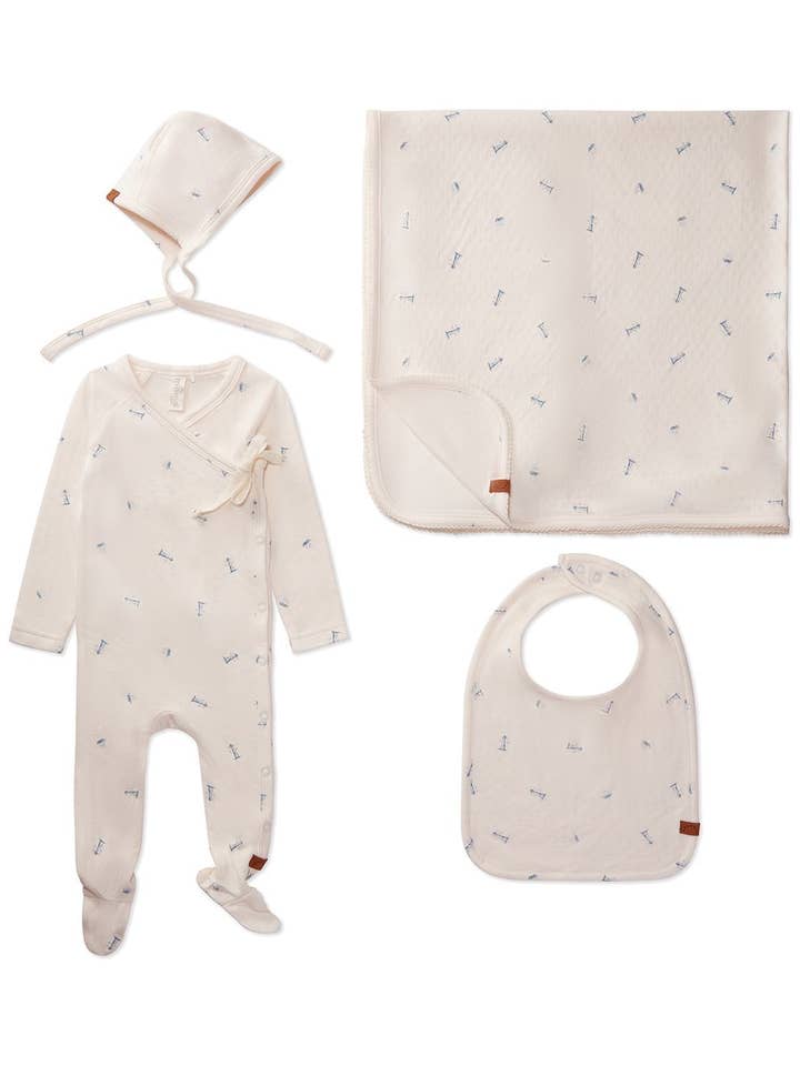 Lighthouse Pointelle 4 Pc Footie Set for wholesale by MiniMoi by MeMoi