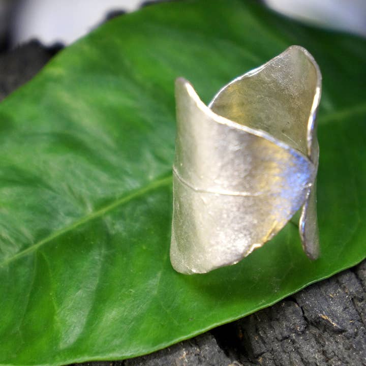 Nature-Inspired Ivy Ring, Sterling Silver, Adjustable (Handmade Detail) for wholesale by Mother Nature Jewelry