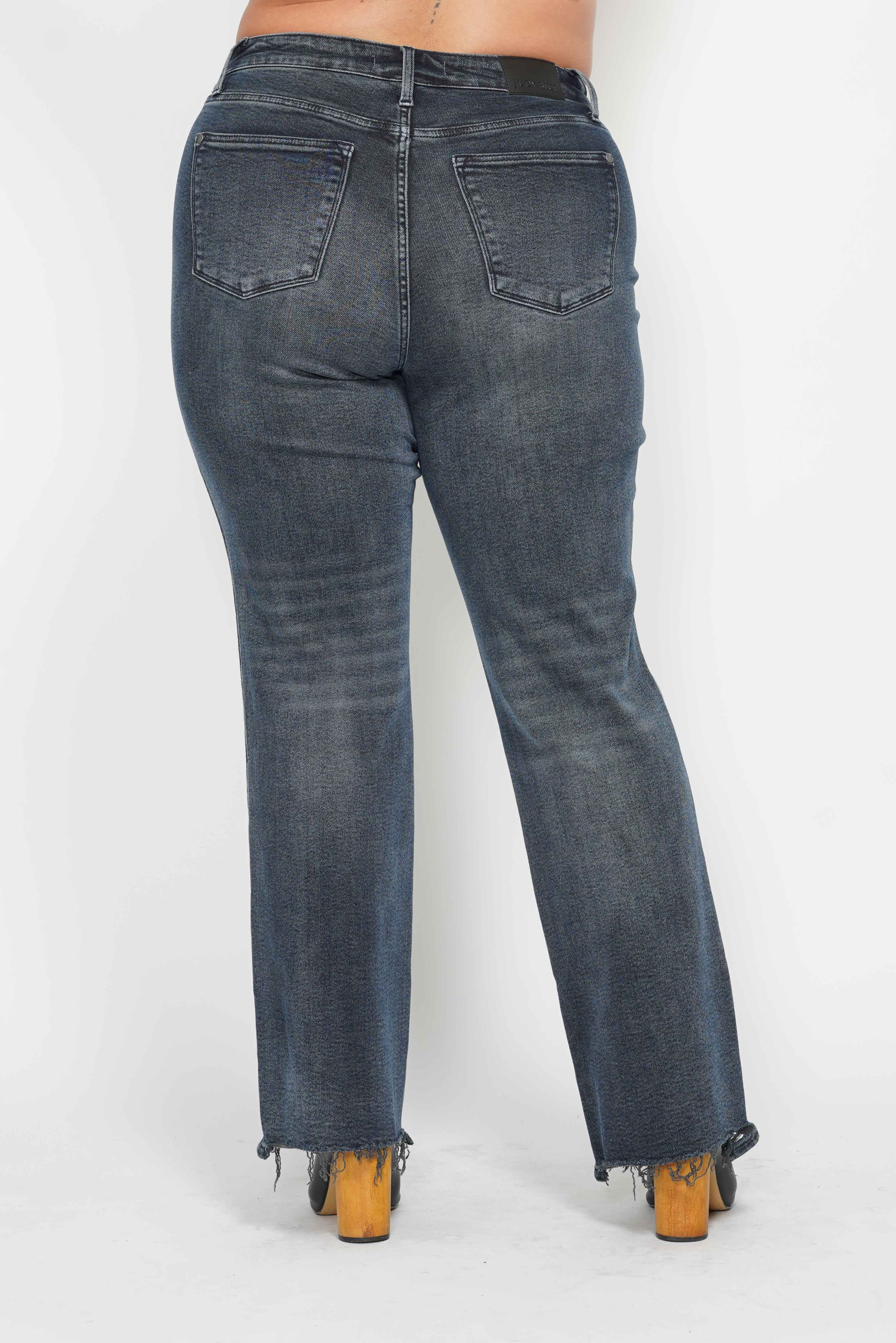 DK High Waisted Button Fly Hem Distressed Straight- PLUS for wholesale on Faire4