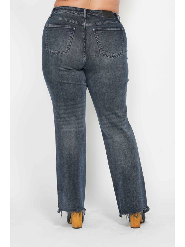 DK High Waisted Button Fly Hem Distressed Straight- PLUS for wholesale on Faire4