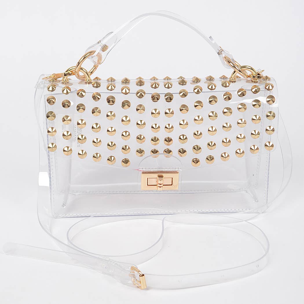 3AM BY H&D ACCESSORIES – wholesale Top handle bag – women's – Studded Transparent Top Handle Bag0