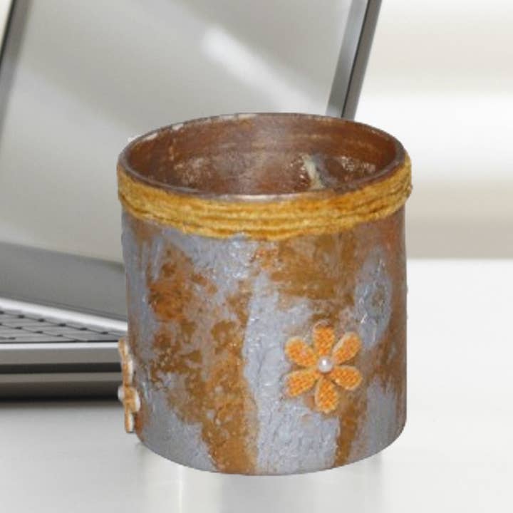 Porte Peint à la Main Jaune-Or & Argent - 4" pour la vente par Amazyng Decor