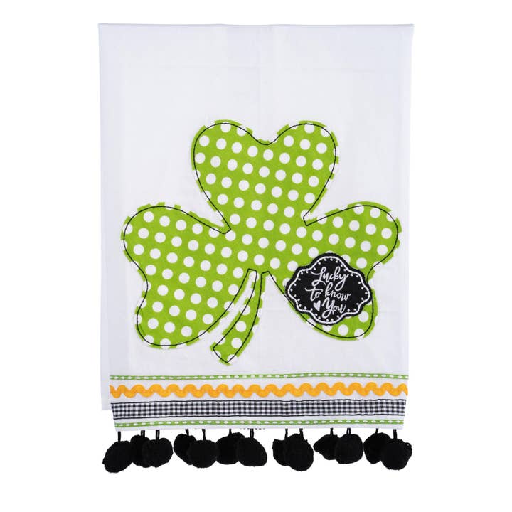 Lucky to Know You Shamrock Tea Towel - St. Patrick's Day for wholesale by Glory Haus