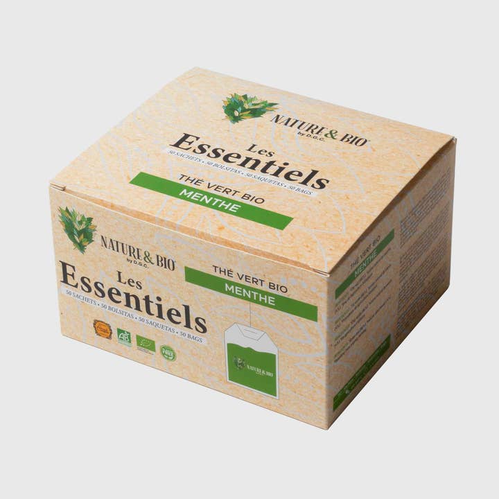 Boîte de 50 infusettes de Thé Vert Menthe Bio Nature&Bio pour la vente par Destination Grand Comptoir