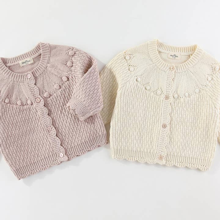 MaMer - Wholesale Cardigan - Kids - NEW! Ella Cardigan 100% cotton: 0-3M, 3-6M, 6-12M, 1-2Y, 2-3Y, 3-4Y, 4-5Y, 5-6Y