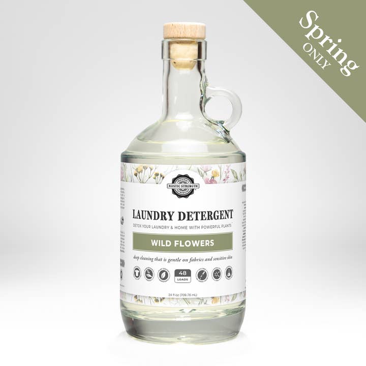 Laundry Detergent | Wild Flowers | 24 oz Glass Bottle for wholesale by Rustic Strength