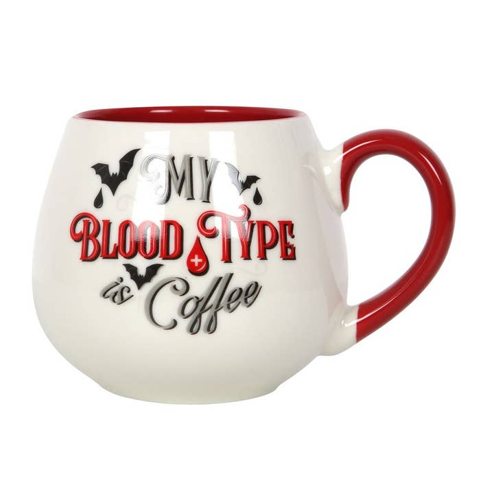 Something Different Wholesale - Wholesale Coffee Mug - My Blood Type is Coffee Gothic Vampire Rounded Halloween Mug2