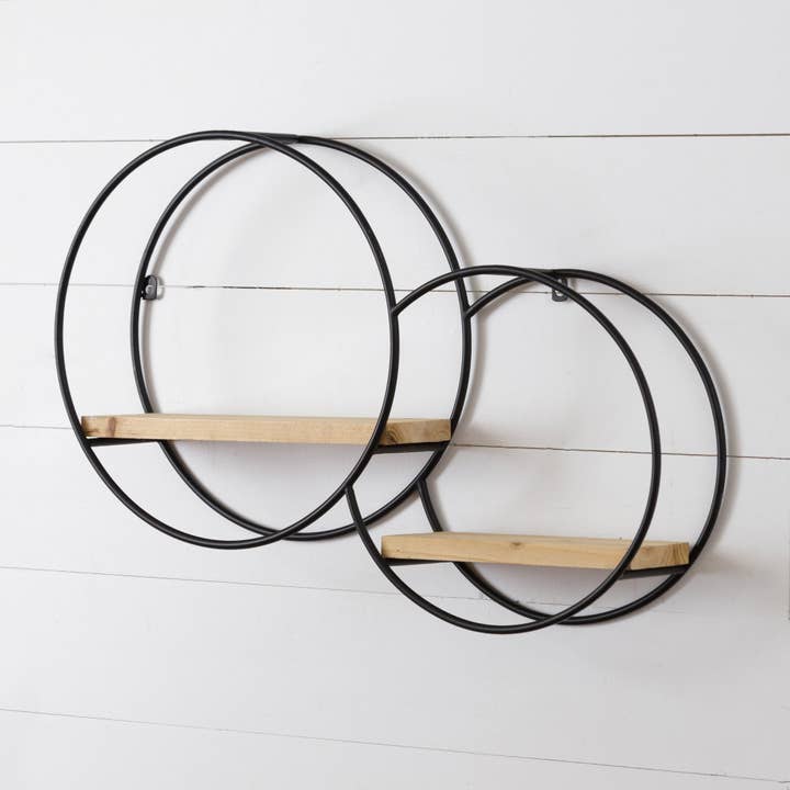 Wall Shelf - Two Circles (PC) for wholesale by Audrey's Home & Gift