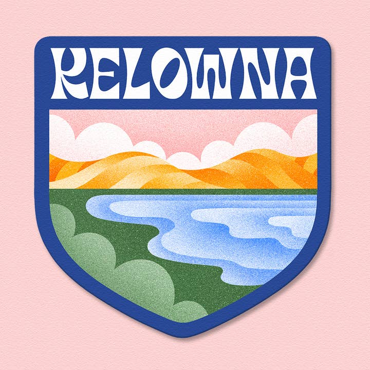 Kelowna Landschap Vinyl Sticker Mat Waterdicht voor wholesale door Julie Solvstrom Illustration