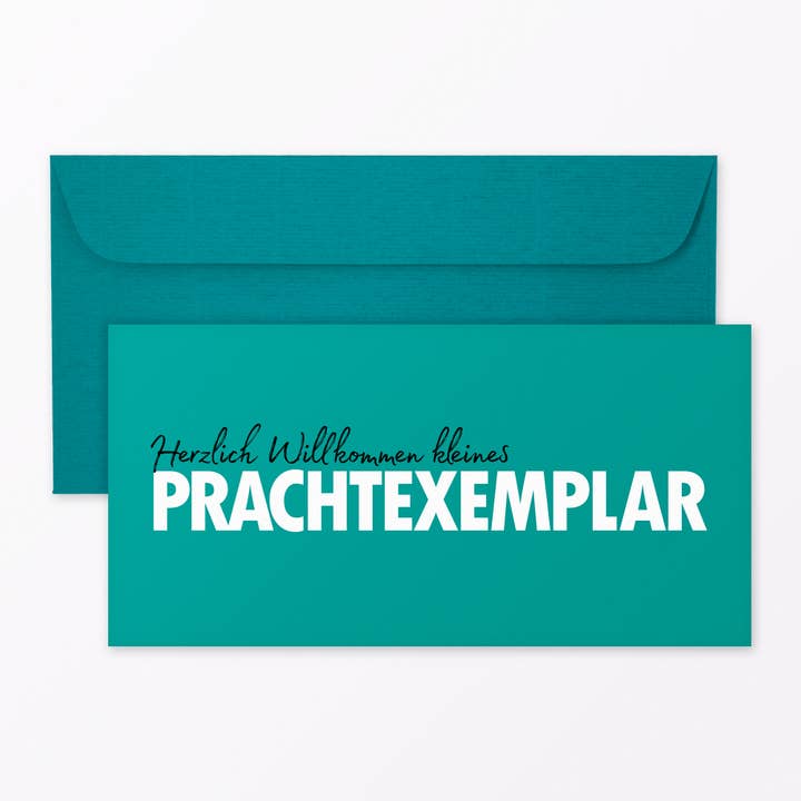 Carte pour bébé « Welcome Prachtexemplar » DIN longue incluse pour la vente par TYPOP