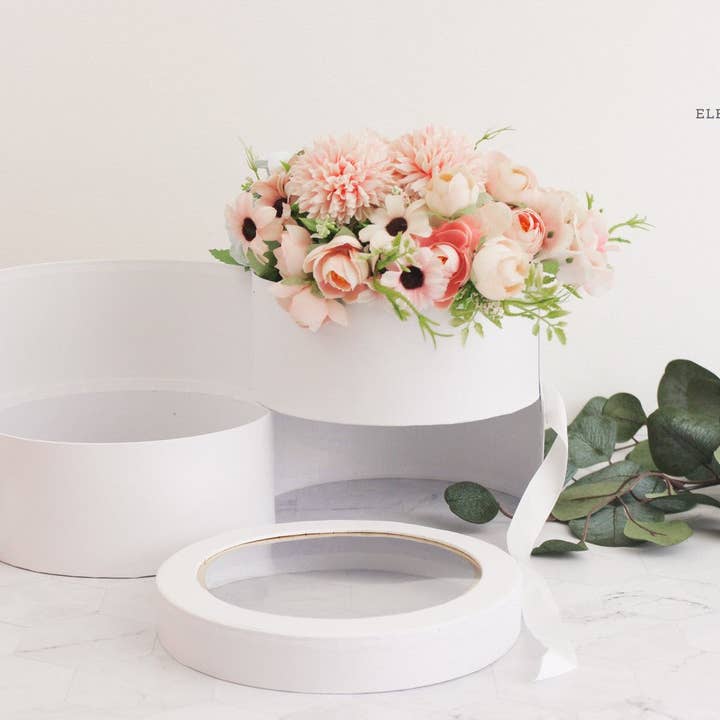 Elegant Design Supply – Engroshandel Gaveæske – To lag rund blomsterkasse med klart låg22