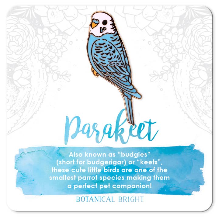 Botanical Bright – Engroshandel Reversnål/knap – Blå Parakit Budgie Emalje Pin