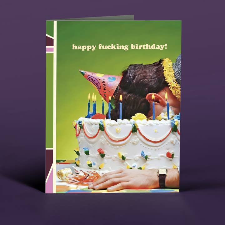 CAKEFACE! birthday card for wholesale by offensivedelightful