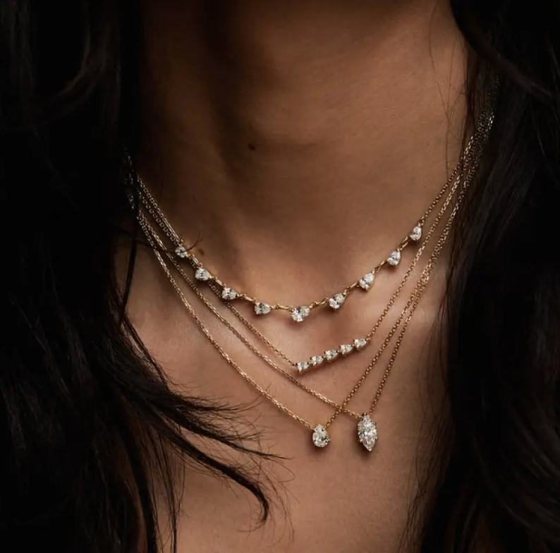 HoopLa – wholesale Pendant/charm necklace – Solitaire Collection- Steel 14K gold Necklace-layering 10