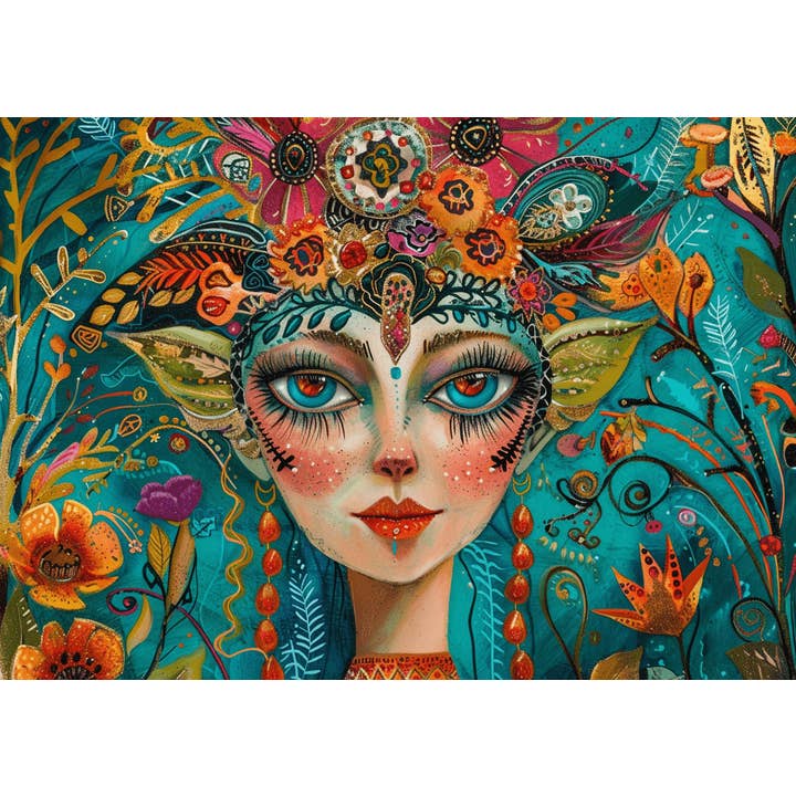 Mowbi - Wholesale Art Print - Folk Art "Capturing Freya's Essence" 8"x10" Art Print