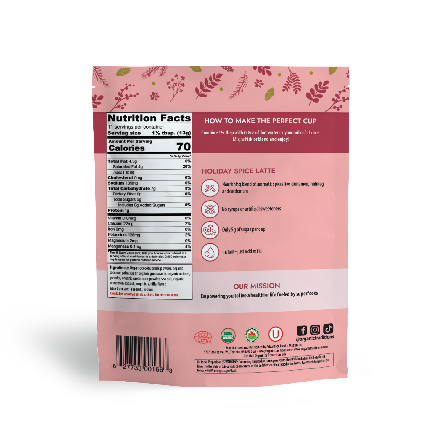 Organic Traditions - Wholesale Beverage Mix - Holiday Spice Latte1