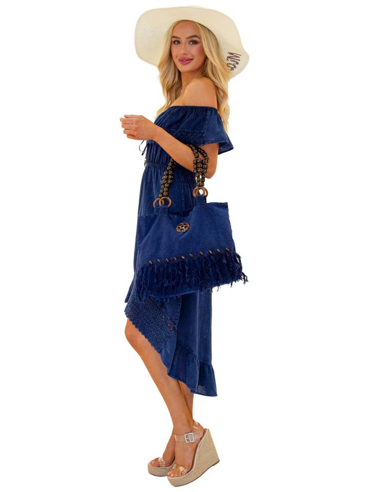 BAG1002 - Navy Cotton Bag for wholesale by Seaspice Resort Wear