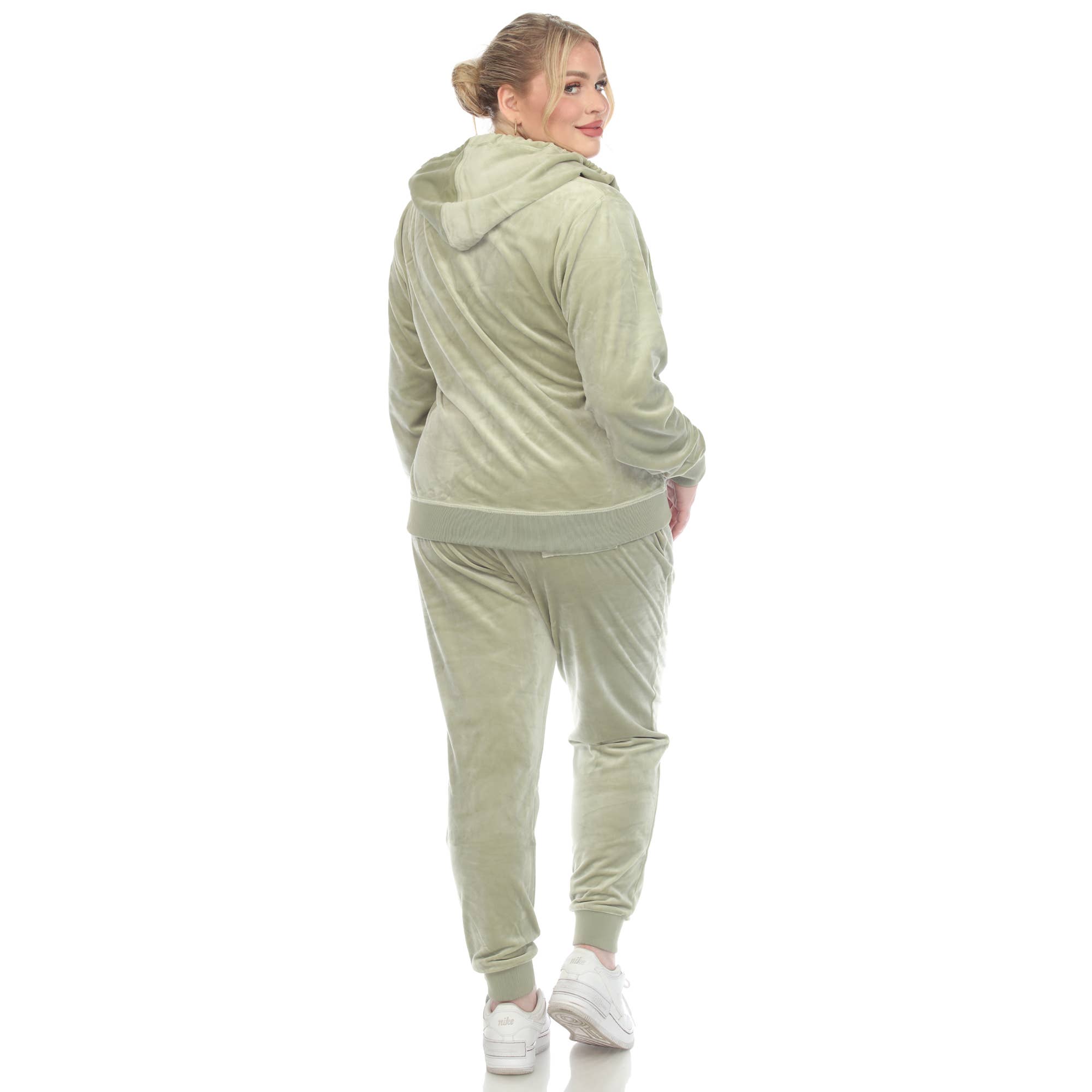 WHITE MARK – wholesale Träningsoverall – Dam – Plus storlek 2 bit velour träningsoverall Set37