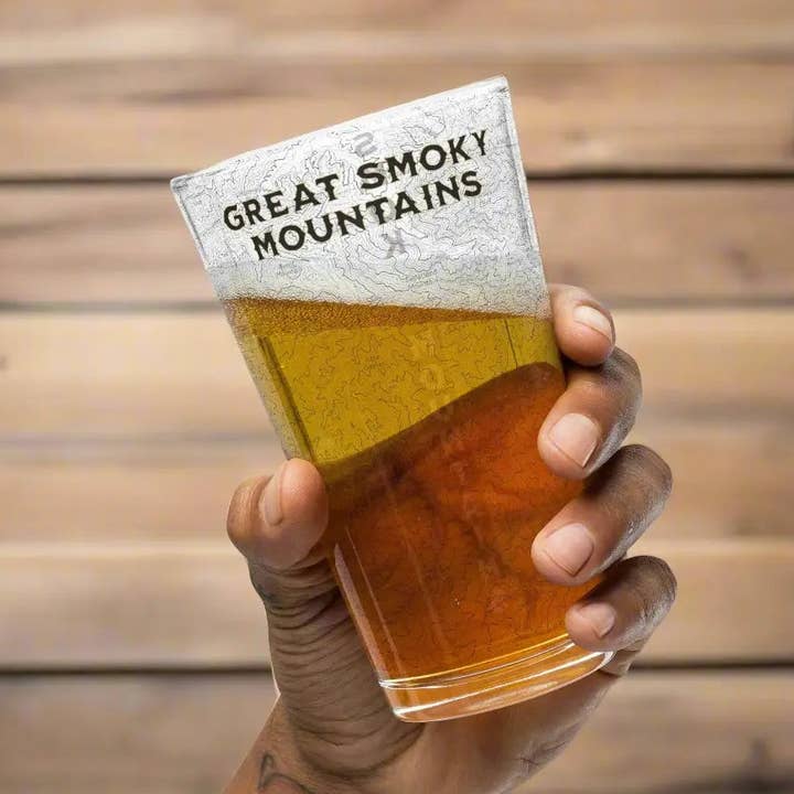 Topografiskt ölglas med Smoky Mountain National Park Appalachian Trail för wholesale av Park Service Apparel