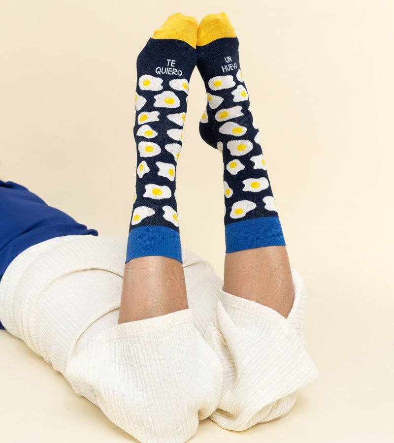 UO – wholesale Strumpor - Unisex – Strumpor "Jag älskar dig som ett ägg" Blå - låg påverkan2