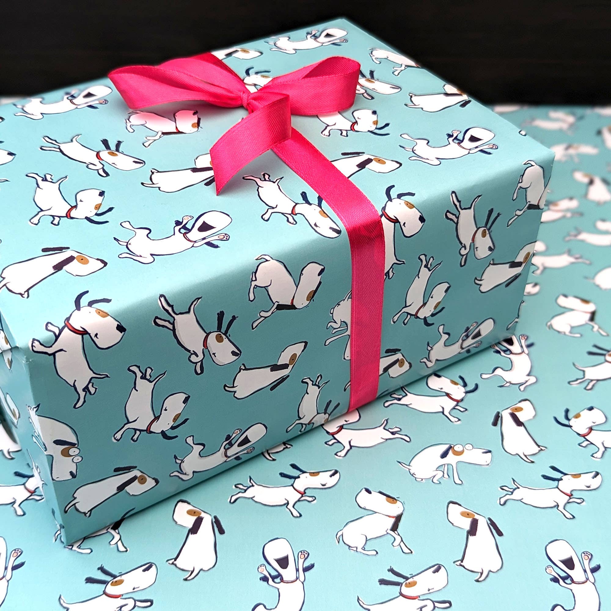 Hes Designs - Wholesale Flat Wrap - Happy dog wrapping paper, playful pup gift wrap2