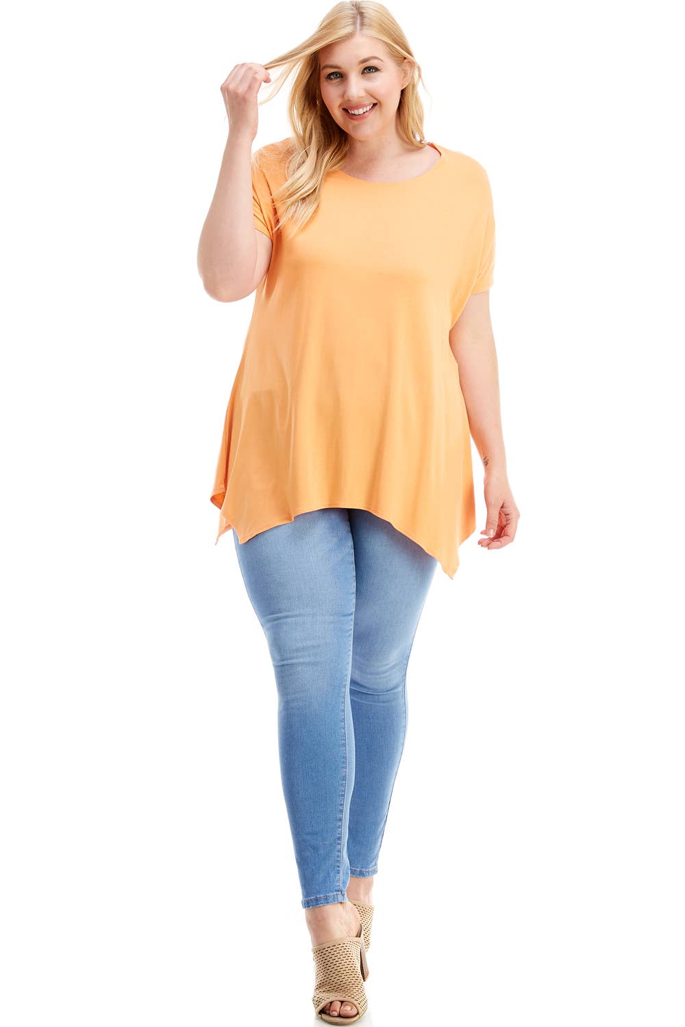 Azules Clothing - Wholesale Tunic - Women's - ATP-2307RSX Plus Size Asymmetric Short Sleeve Tunic45