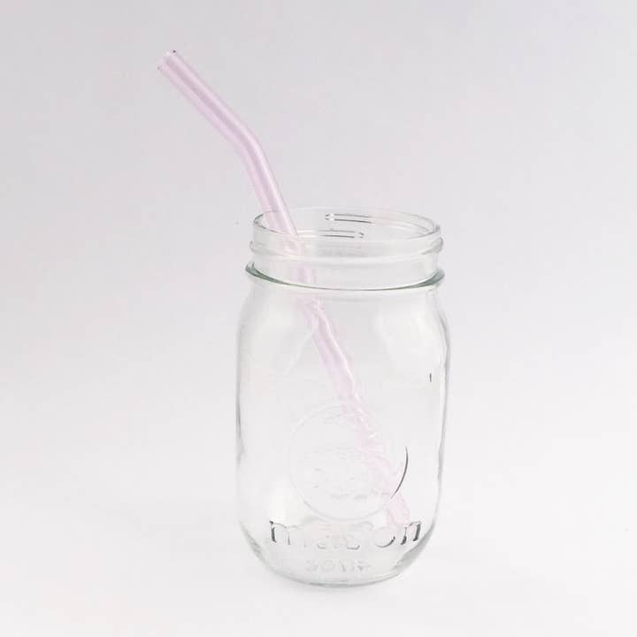 Strawesome - Wholesale Drinking Straw - 8" Pink Sapphire Barely Bent Glass Straw