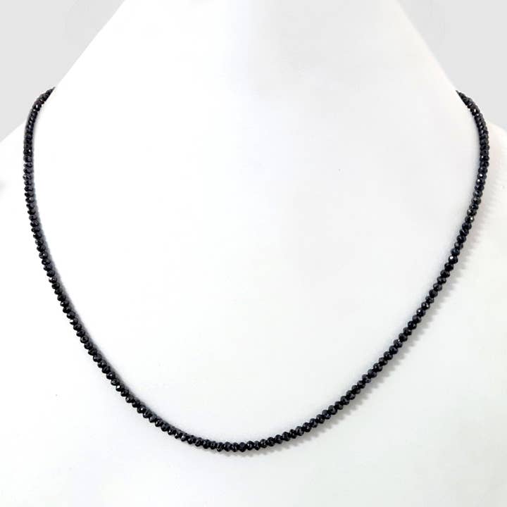 Collana di Perline di Diamante Nero da 16 Pollici per Donna per la vendita all'ingrosso da parte di Avellinno