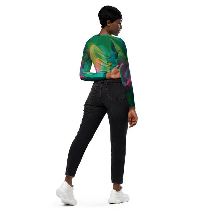 Palet Theory - Wholesale Athletic Top - Women's - Priceless Emerald - Long-sleeve Crop Rashguard women7