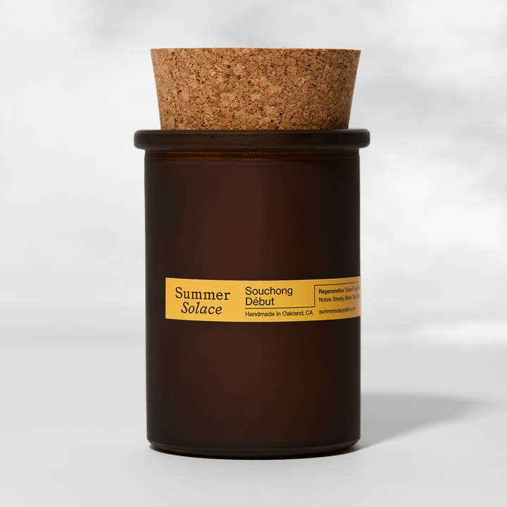 SUMMER SOLACE- Regenerative Tallow Beauty - Vente Bougie en bocal - Souchong Debut – Bougie en suif au thé noir et vétiver, 170 g0